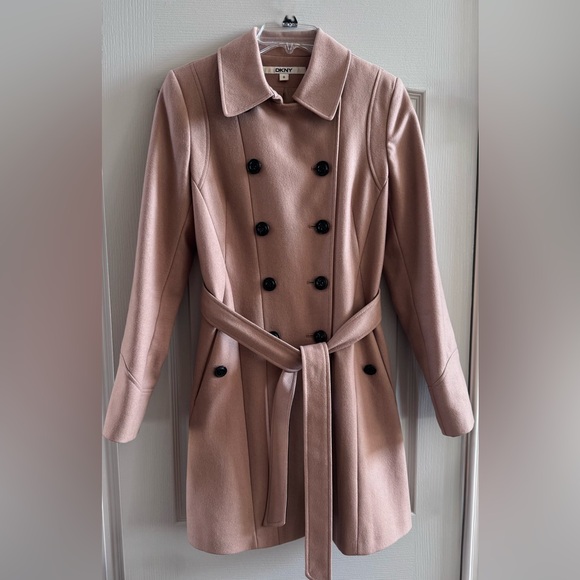 Dkny Jackets & Blazers - DKNY Women’s‎ Double-Breasted Belted Peacoat Wool Blend Blush Pink Size 8